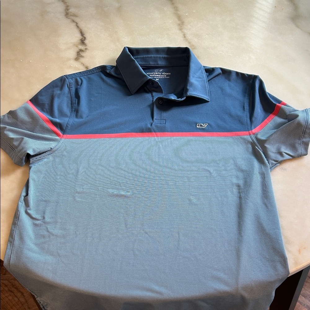 Vineyard Vines Blue and Pink Polo Shirt